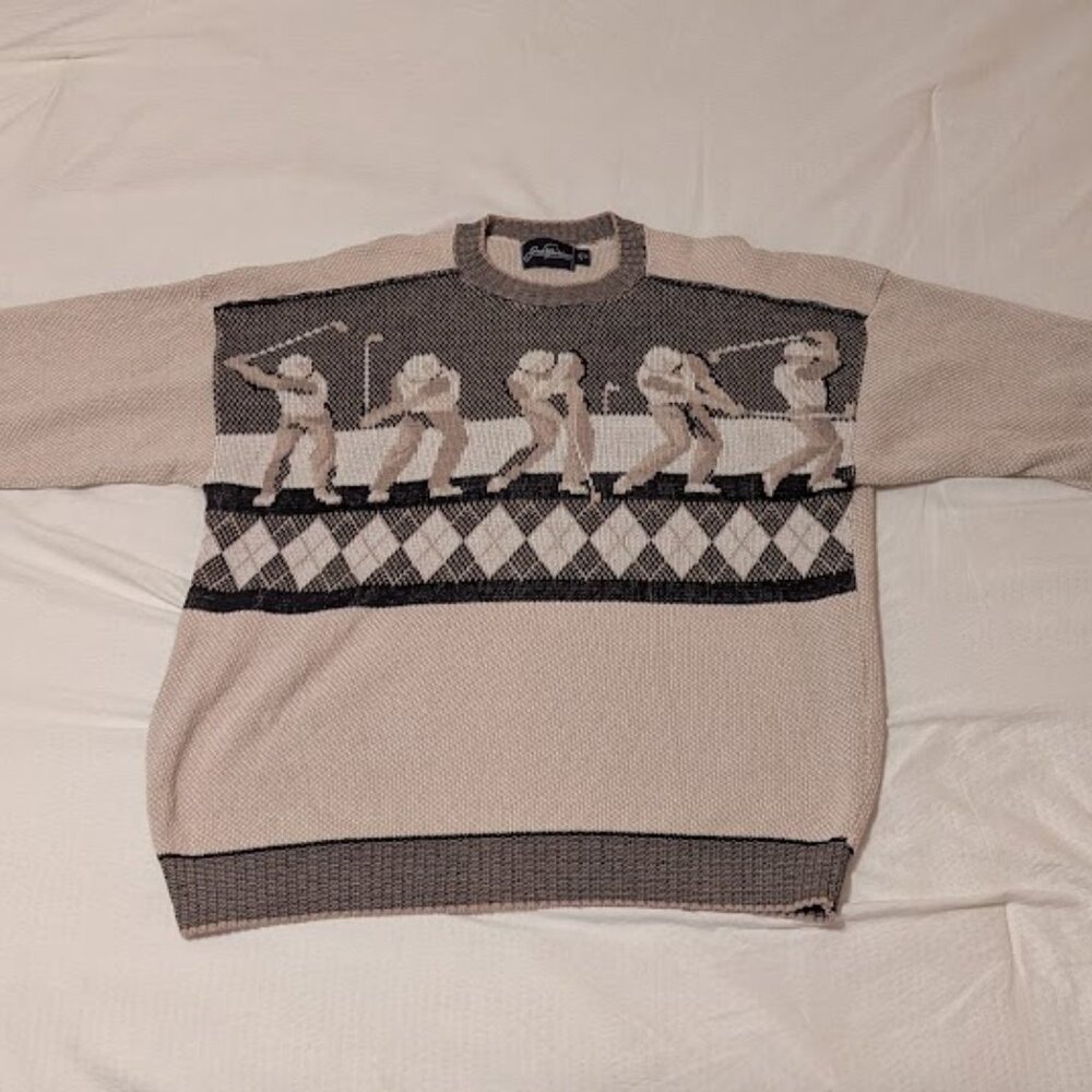 Jack Nicklaus Tan And Black Cotton Golf Sweater Men’s Size Medium